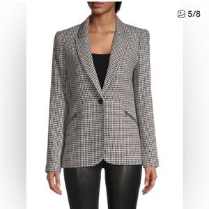 L'AGENCE Candra Zip Pocket Houndstooth Check Blazer